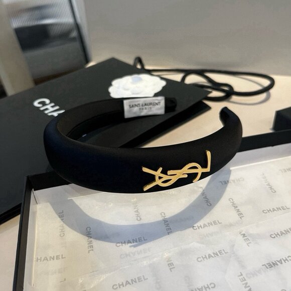 Yves Saint Laurent Black and Gold Headband - Picture 7 of 8